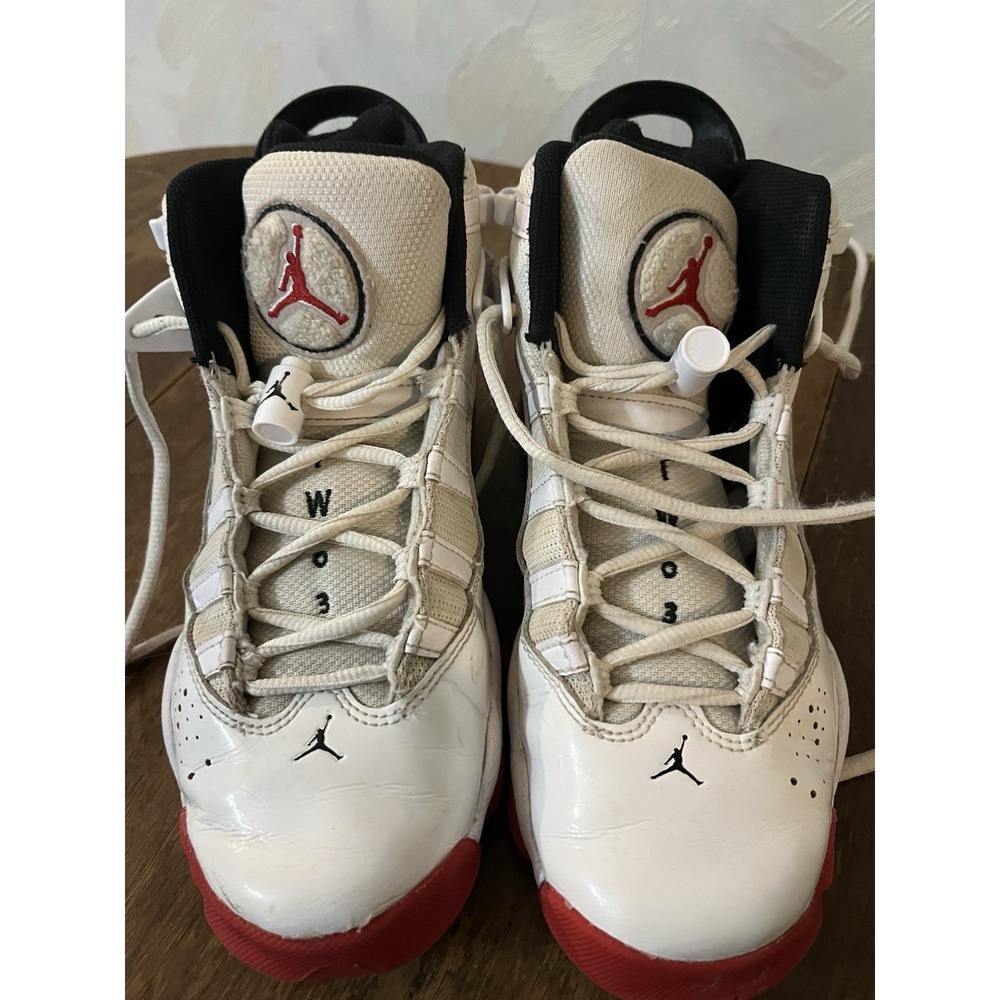Nike Air Jordan 6 Rings Size 4.5Y 323419-160 White University Red Blk Basketball - Picture 4 of 8